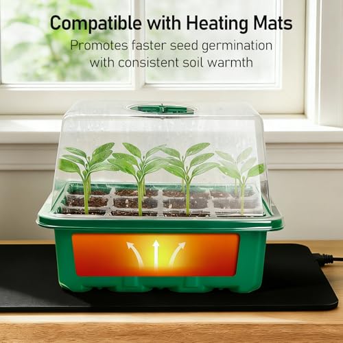 10 Pack Seed Starter Tray (Green / 12 Cell-10 Packs Elevated Cover)