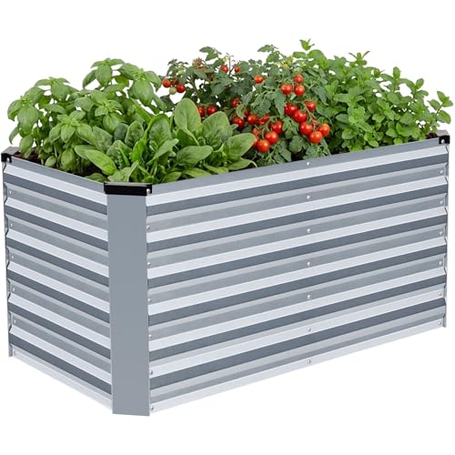 Galvanized Metal Raised Garden Bed 4×2×2FT (Silver / 4×2×2ft)