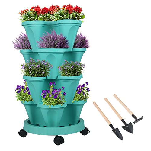 Vertical Planter Tower (Teal / 4 Tier)
