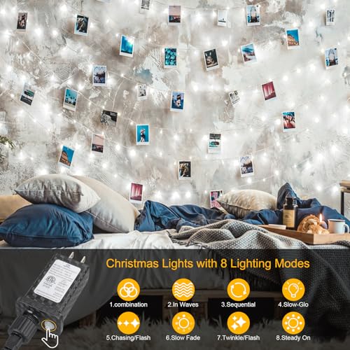 100FT 300 LED Christmas Lights Plug in (Cool White / 100FT 300LED)