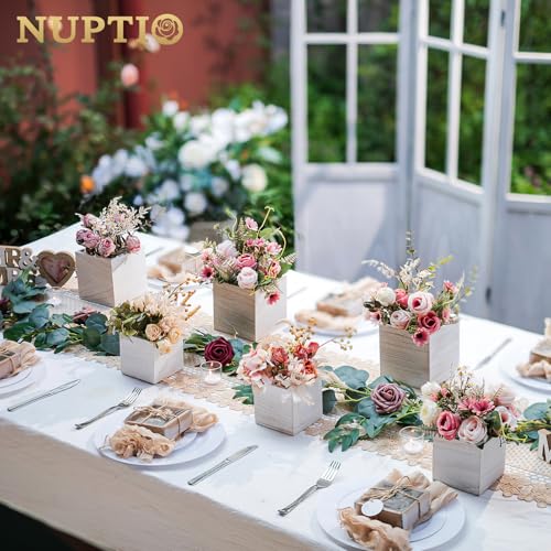 Small Wooden Box for Centerpiece (Whitewashed / Square 4"+5"-6 Pcs)