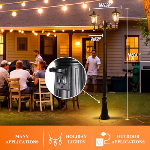 Dusk to Dawn Outdoor Lamp Post Lights with Outlet (XL-2-H)