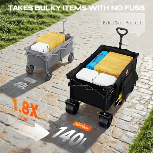 Big Wheels Collapsible Wagon Cart Foldable (Black / 140L)