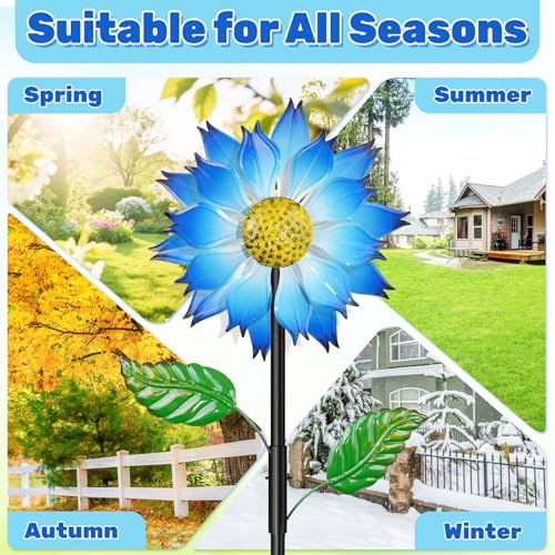 Blue Flower Metal Wind Spinner (Blue Flower)