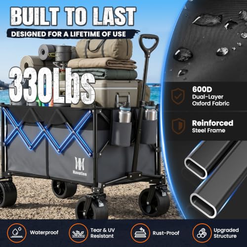 330Lbs Collapsible Folding Wagon (Gray / 165L)
