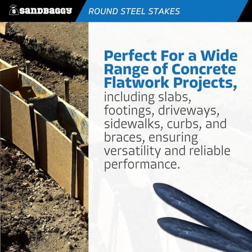 12" Round Steel Concrete Form Stakes with Nail Holes (3/4 in X 12 in)
