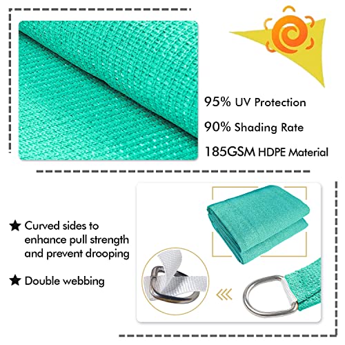 6'X9' Sun Shade Sail Turquoise Curved Rectangle Customizable (Turquoise / 6'X9' custom)