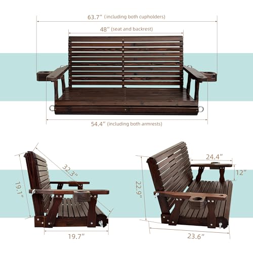 Wooden Porch Swing 2 (Rustic / 4.5 FT Extra Large)
