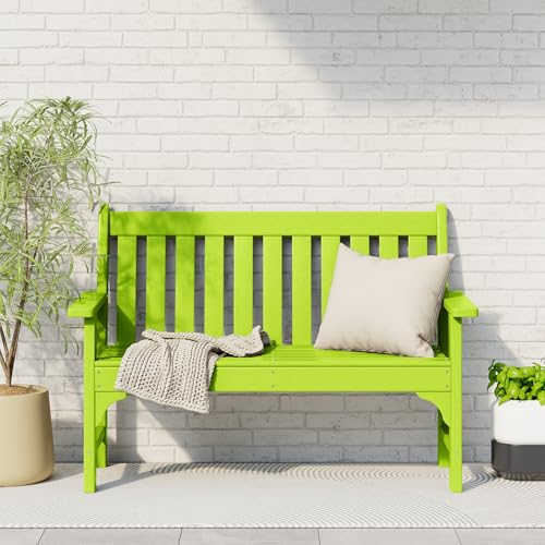 Garden Bench Farmhouse Park Front Porch for Entryway Bench Outdoor Seating Low Bench Patio Bench Outside (Lime / 51IN)