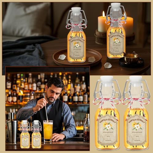 10 Pack Swing Top Glass Vanilla Extract Bottles 4 oz with Lids (Square-4oz-10pcs)