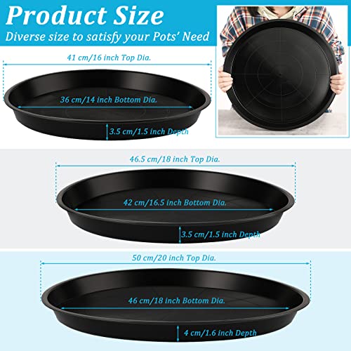 6 Pack Plastic Plant Saucer (Round / 16 Inch,18 Inch,20 Inches / Black)