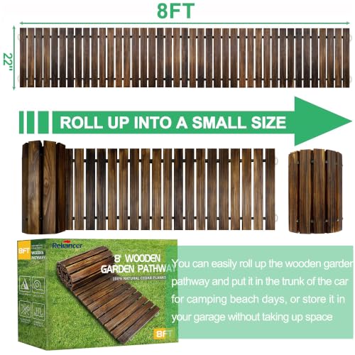8' Wooden Garden Pathway (8ft (L) x 22in (W) / Brown-straight)