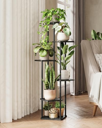 Corner Plant Stand Indoor Tall Plant Stand Black 6 Tier (Dark Brown 6 Tier)