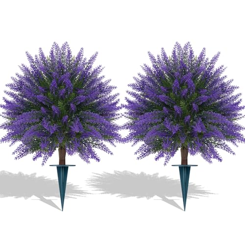 Artificial 2 Pack Lavender UV Resistant Topiary Ball for Outdoor (Lavender Ball)