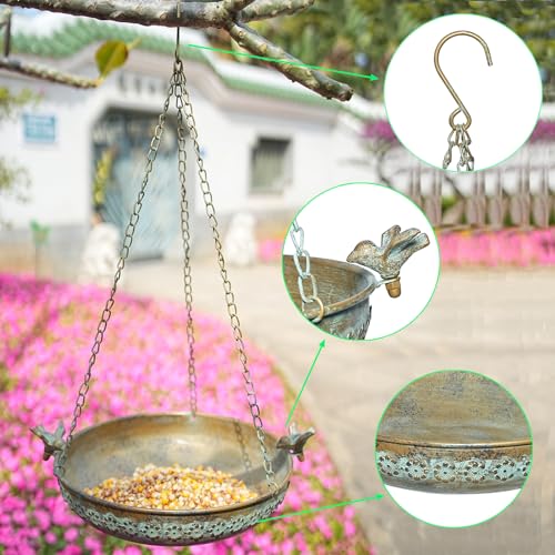 Metal Hanging Bird Bath (gold-E)
