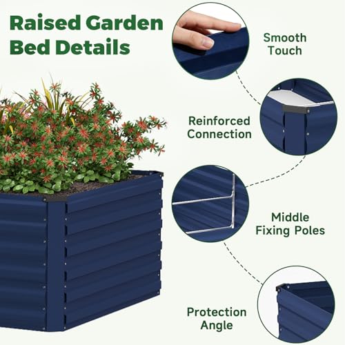 8x4x2ft Outdoor Metal Raised Garden Bed (Blue / 8x4x2 FT-1PC)