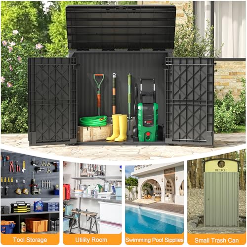 Outdoor Storage Cabinet 36 Cu Ft with Lockable Doors (Dark-Black / 30.1"×52.1"×44.3")