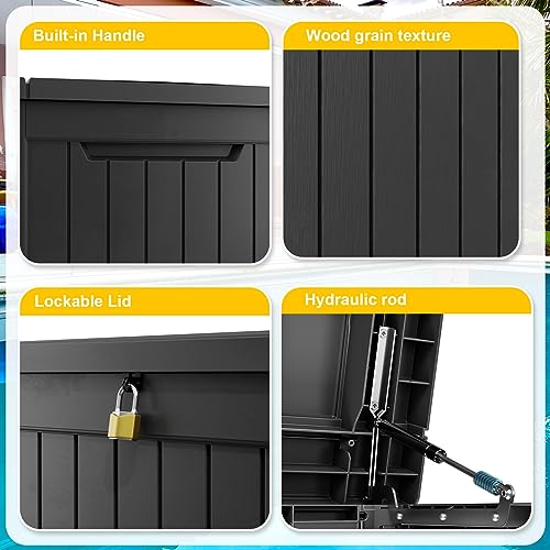 Deck Box 280 Gallon Large Outdoor Storage Box (Black / 280 Gallon)