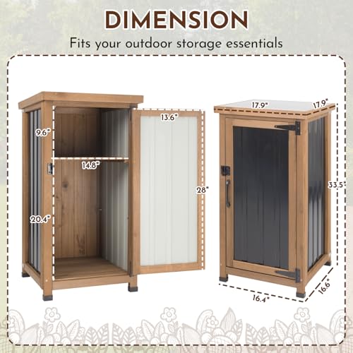 Outdoor Storage Cabinet with Metal Worktop (Black / 18" x 18" x 34")