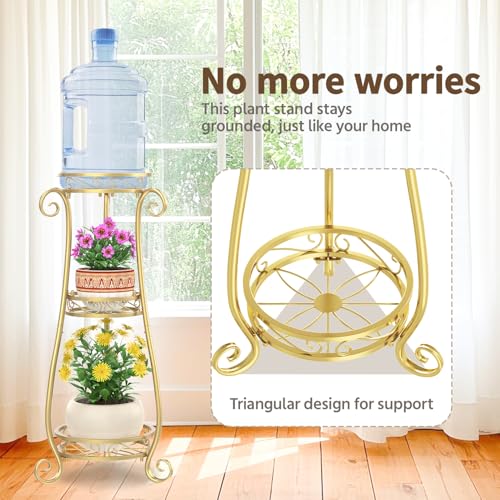 3 Tiers Metal Corner Plant Flower Stand Tall Indoor Outdoor (Gold / 3 Tier)