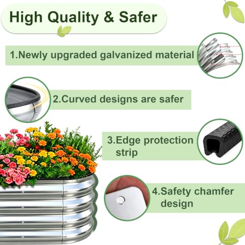 Galvanized Raised Garden Beds Outdoor (Silver / 6 x 3 x 1 ft)