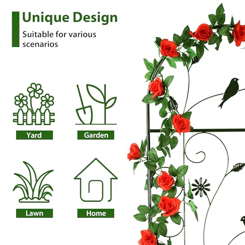 4 Pack 86.5" x 19.7" Metal Garden Trellis for Climbing Plants (4 Pack - Arched - 86.5" x 19.7"-Black)