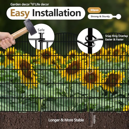 10 Panels Decorative Garden Metal Fence (48in(H) X 24ft(L))