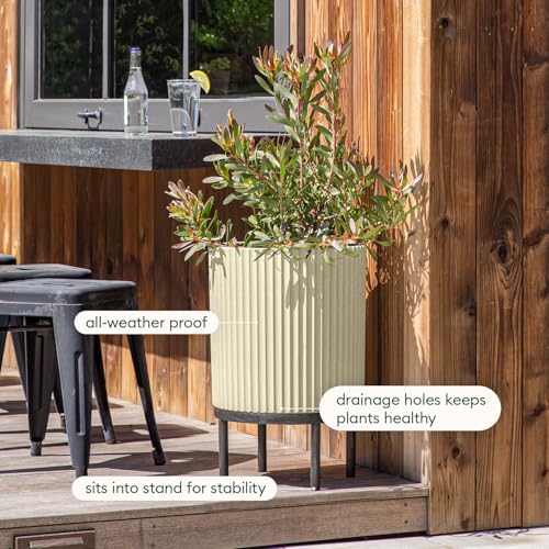 Demi Series Round Planter w (Sand/Black / 16 inch)