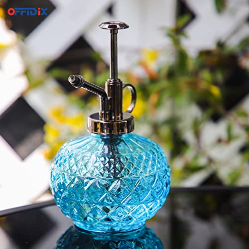 Glass Plant Mister Vintage Spray Bottle Blue Spritzer with Top Pump