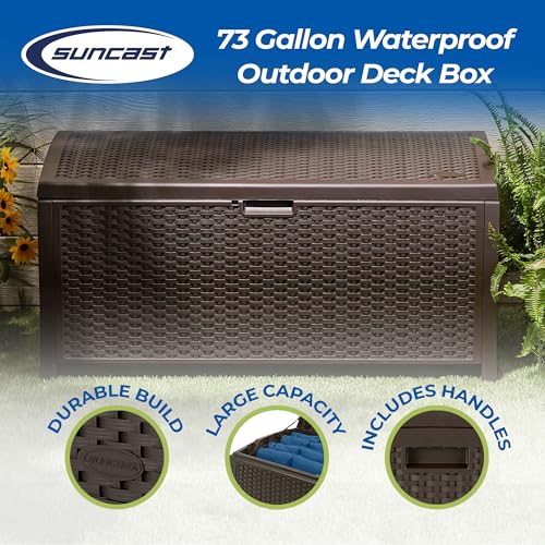 73 Gallon Waterproof Resin Wicker Outdoor Patio Storage Deck Box (Deck Box (3 Pack))