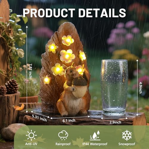 Solar Squirrel Statue Ourdoor Decor