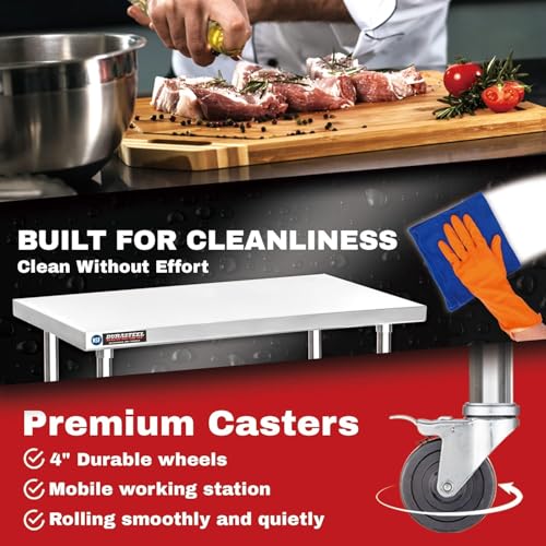 30x30 NSF Stainless Steel Cart Work Table (30" x 30" / Table Cart with Casters)