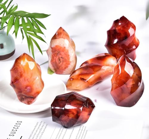 Red Agate Flame Shaped Stone Towers Obelisk Natural Healing Crystal Quartz Reiki Energy Decoration Home Office 1.5