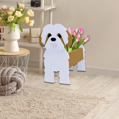 Brown Shih Tzu Dog Planter Pots
