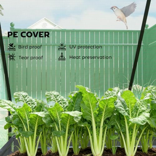 4 x 3ft Metal Planter Box with Mini Greenhouse (Green and Dark Gray)