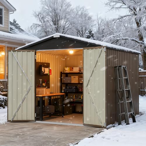 8x8FT Outdoor Storage Shed (8x8 / Brown)