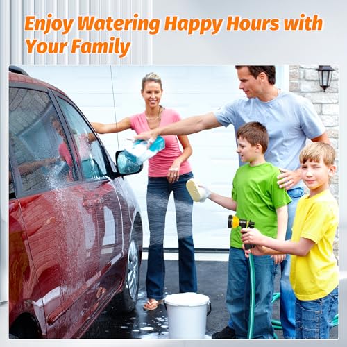 Garden-Hose-Nozzle, 2 Pack ABS Water Spray Nozzle with Heavy Duty 7 Adjustable Watering Patterns,Slip Resistant for Watering Plants,Lawn& Garden,Washing Cars,Cleaning,Showering Pets - Yellow (Yellow)