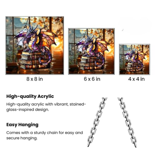 Fantasy Dragon Acrylic Suncatcher Window Hanging Dragon Lover Gift Book Lover Gift Fantasy Decor (1-fba-cis-evg-a362-h.2 / 5")