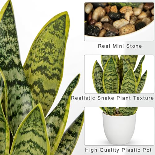16" Artificial Snake Plant Potted Faux Sansevieria Plants Decor (Green-16" Style 2)