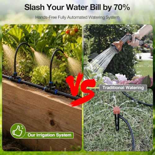 200FT Drip Irrigation System with 360° Adjustable Copper Nozzles (200FT)