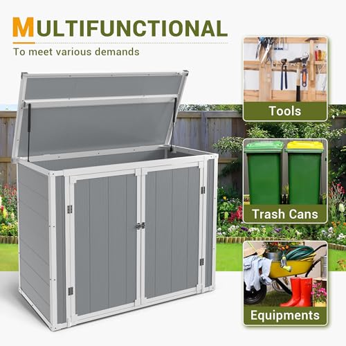 Storage Shed Outdoor Weatherproof Resin Storage Shed with Floor 41 Cu.Ft (Gray / 41 Cu.Ft)