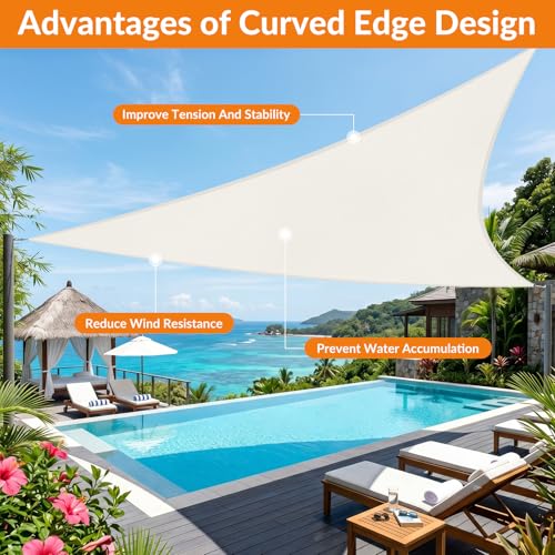 19'X29' Sun Shade Sail Cream Curved Square Customizable (Cream / 19'X29' custom)