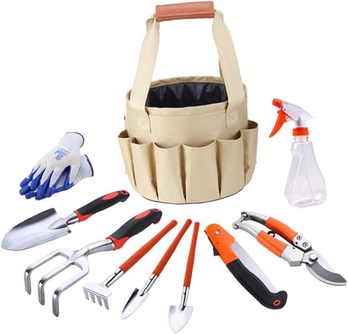 Gardening Tool Set 10 Pieces Weeding Tools Shovels Hoe Perfect for Transplanting Cultivating Flowers Veggies