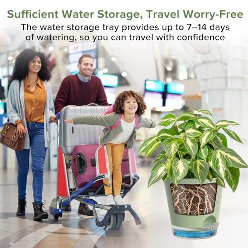 2026 Upgraded Self Watering Plant Pots with Drainage Hole (8-green-upgraded / 8+7+6.5+6+5.5+5+4 inch)