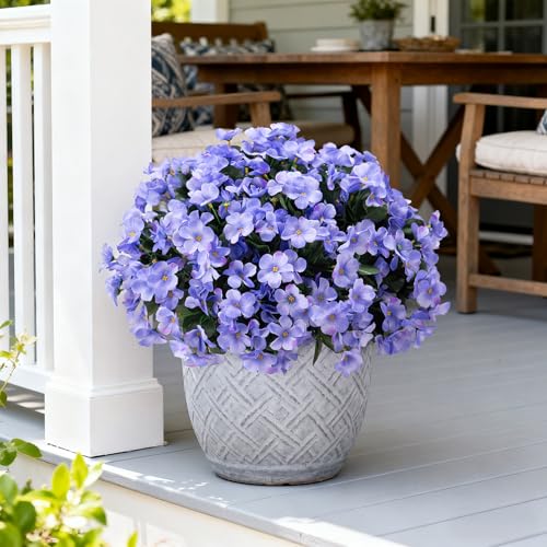 Artificial Flowers for Outdoors Planter UV Resistant Faux Hydrangea (C-blue)