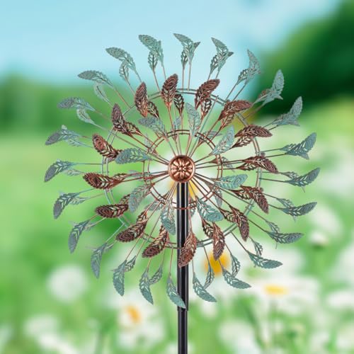 360° Large Wind Spinner Outdoor Vintage Metal Windmill for Yard (19inch(Verdigris))