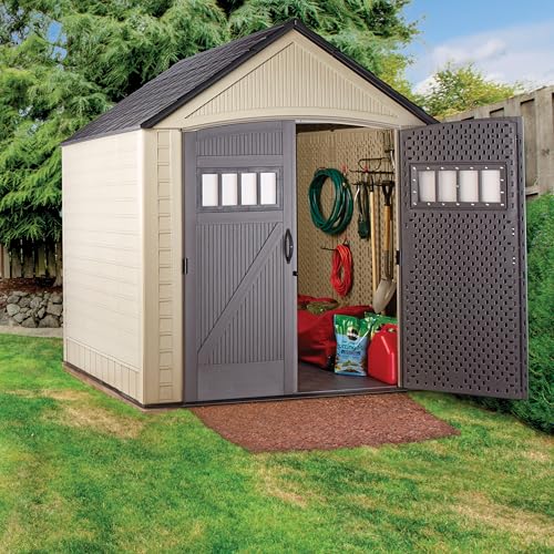 Resin Outdoor Storage Shed (7'x7' / Light Brown)