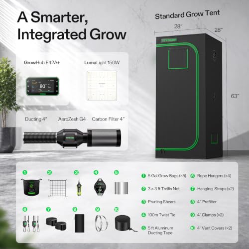2.3x2.3ft Grow Tent Kit 150W Light Complete Smart Grow System (28"x28"x63")