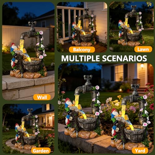 Solar Garden Gnomes Lights Outdoor Statues Yard Decorations Gifts for Mom (Gnome)