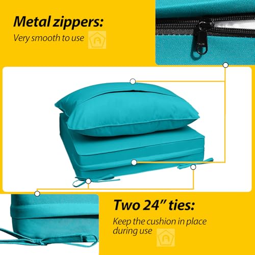Outdoor Chair Cushions (Turquoise Blue / 24"x24"x5" / 24"x19")